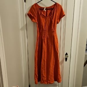 Pact Orange Midi Dress